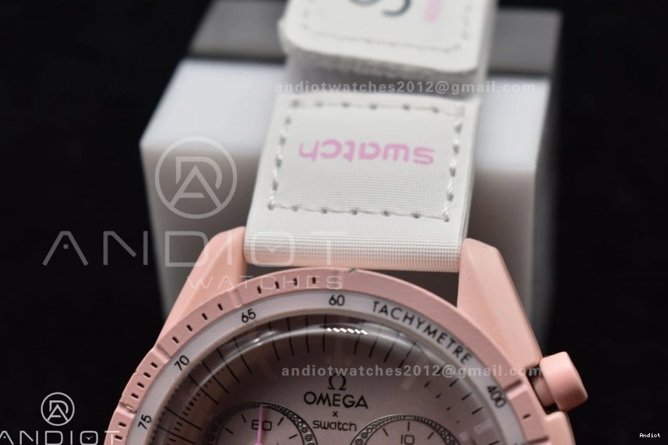 Venus Moonwatch Swatch Omega Bioceramic Mission Nylon on to Quartz Strap x 0128